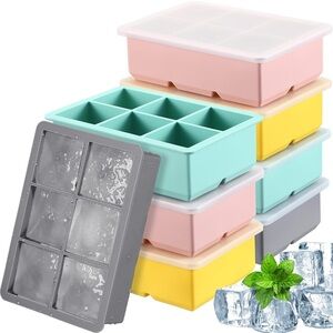 3 Pcs Large Ice Cube Molds Silicone Ice Cube Trays with Lid Easy Release